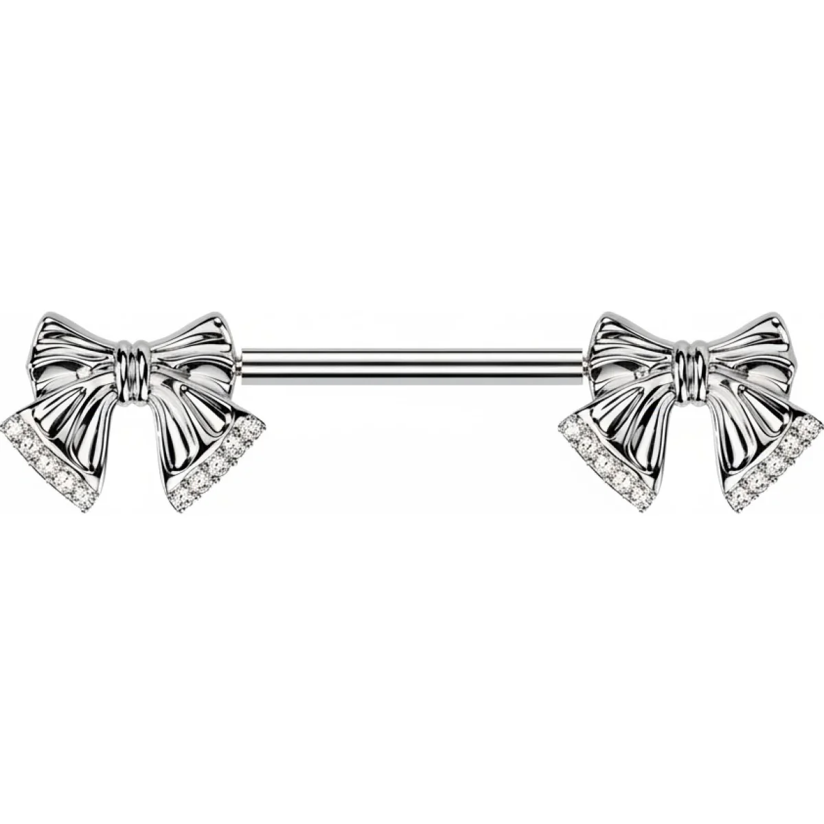 Nippelpiercing Schleife mit Pave Zirkonia Spitze Push-In