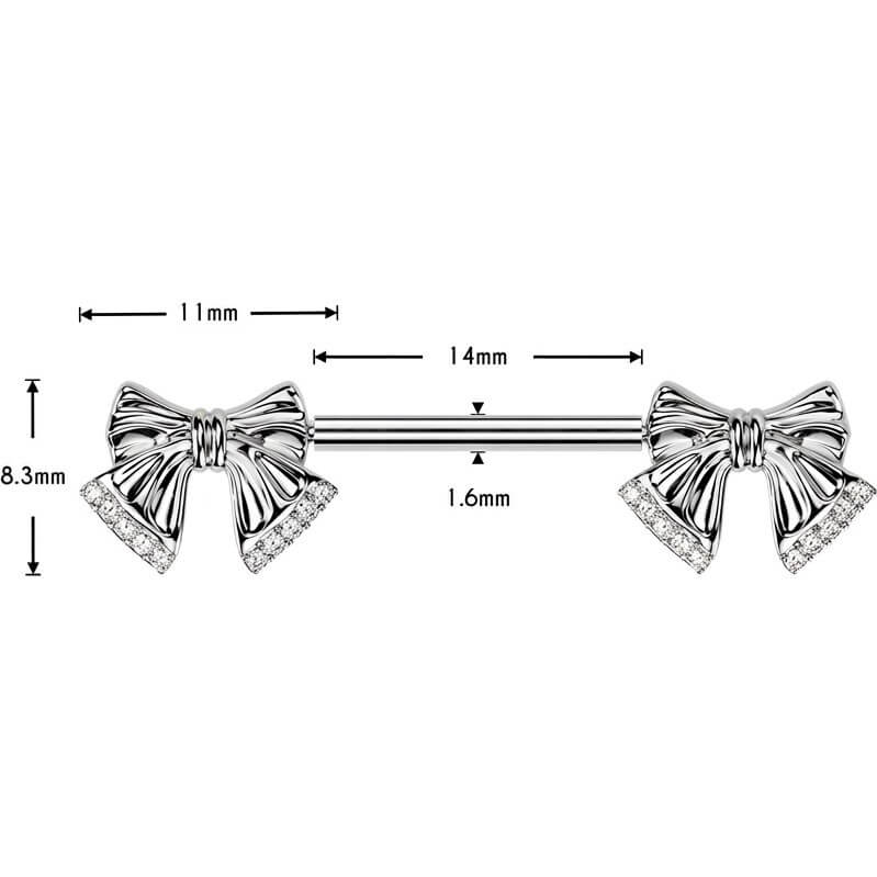 Nippelpiercing Schleife mit Pave Zirkonia Spitze Push-In - Image 2