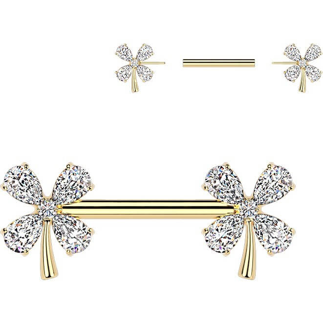 Nippelpiercing Blatt Blume Zirkonia Push-In - Image 3