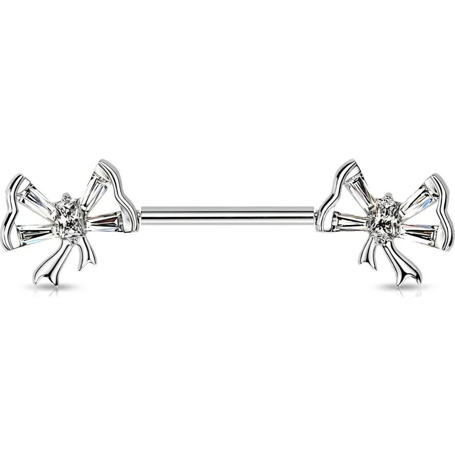 Nippelpiercing Baguette Zirkonia Fliege Push-In