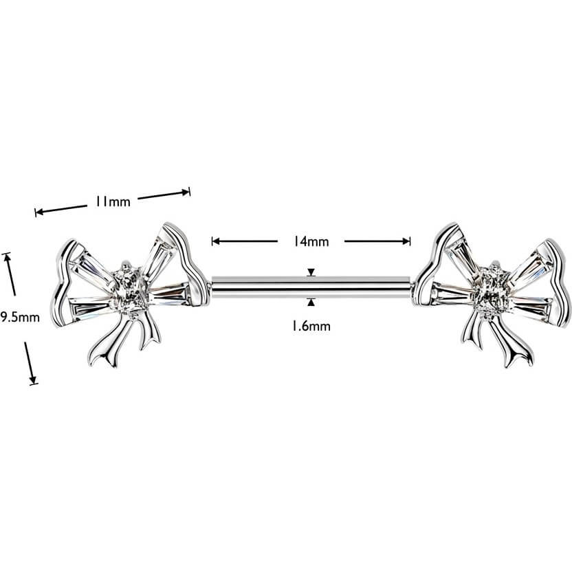 Nippelpiercing Baguette Zirkonia Fliege Push-In - Image 2