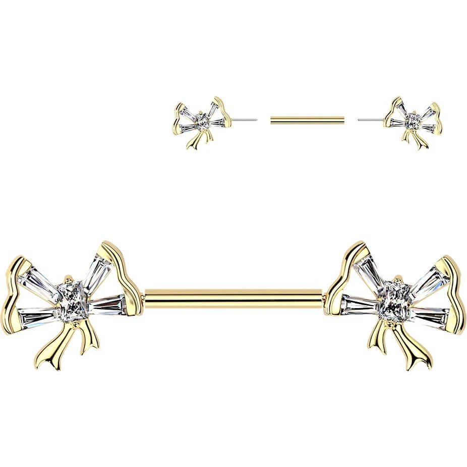 Nippelpiercing Baguette Zirkonia Fliege Push-In - Image 3