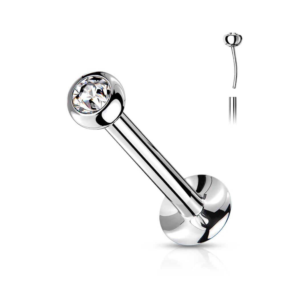 Labret Kugel Zirkonia Silber Push-In - Image 2