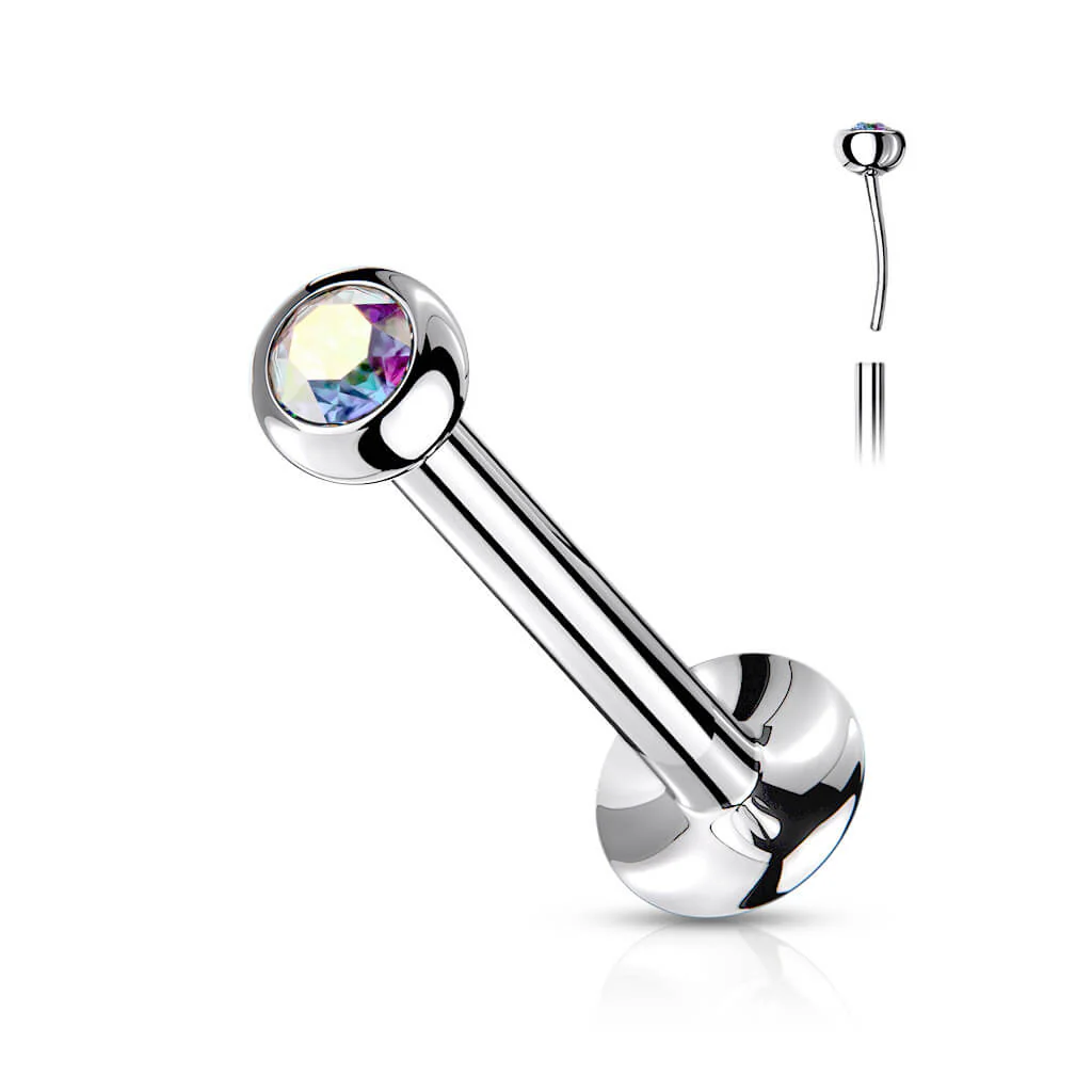 Labret Kugel Zirkonia Silber Push-In - Image 3