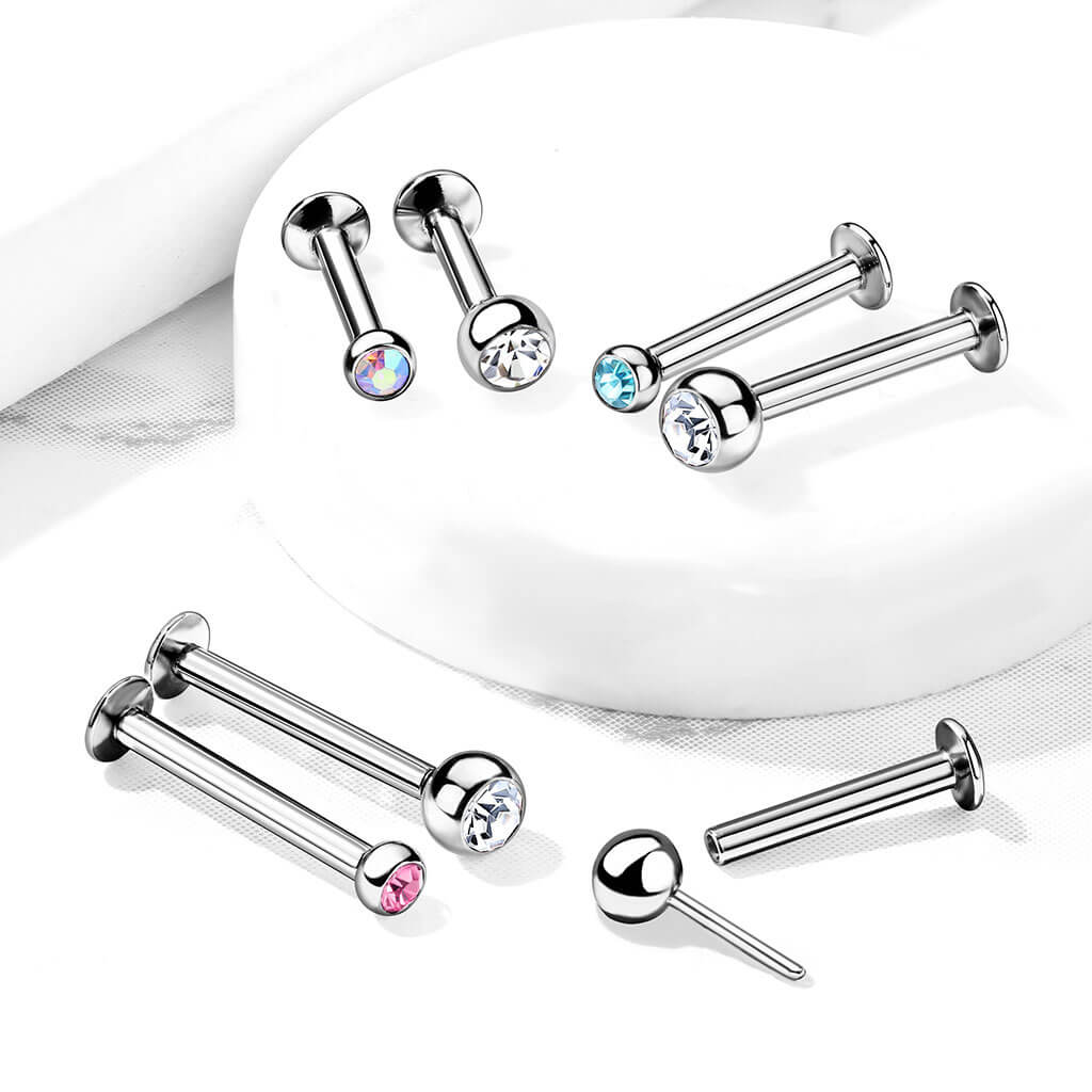 Labret Kugel Zirkonia Silber Push-In - Image 8