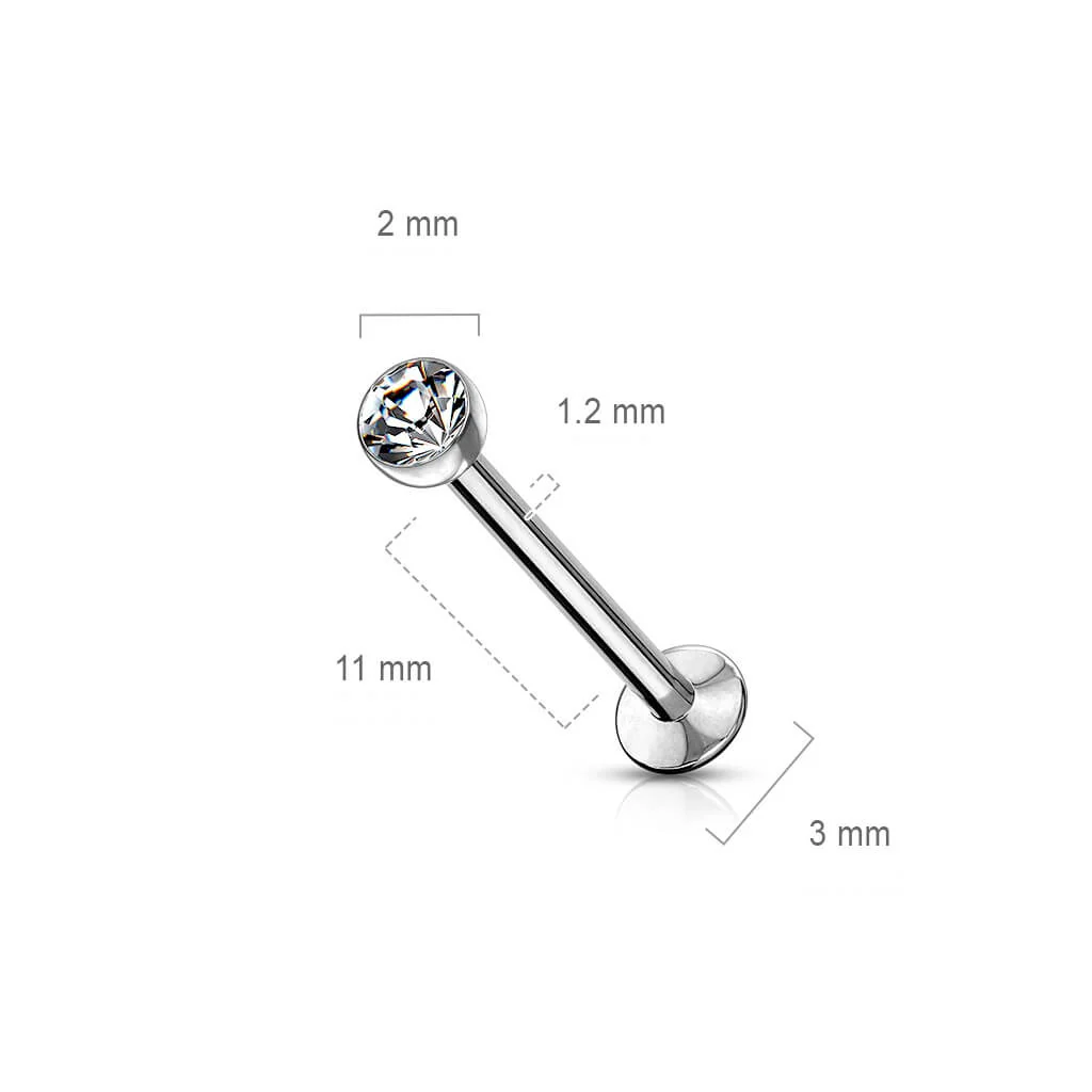 Labret Kugel Zirkonia Silber Push-In - Image 9