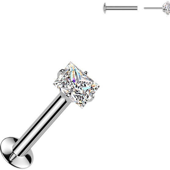 Labret Krappenfassung quadratischer Zirkonia Push-In - Image 4