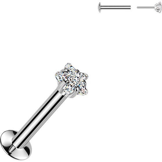 Labret Krappenfassung Stern Zirkonia Push-In