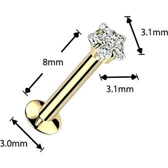 Labret Krappenfassung Stern Zirkonia Push-In - Image 2