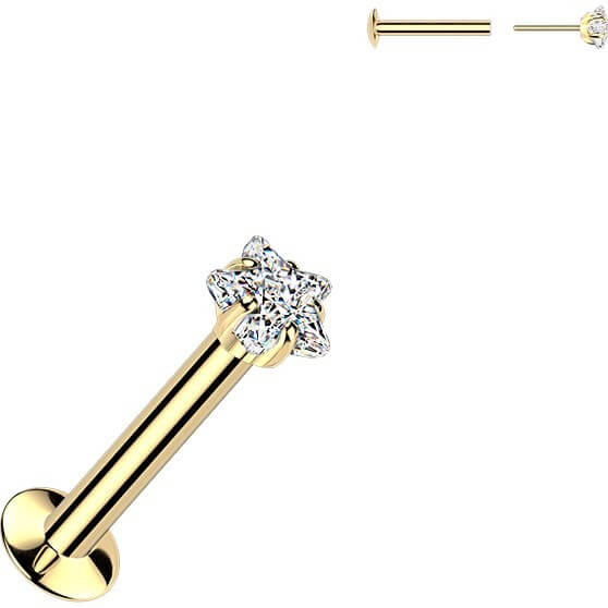 Labret Krappenfassung Stern Zirkonia Push-In - Image 3
