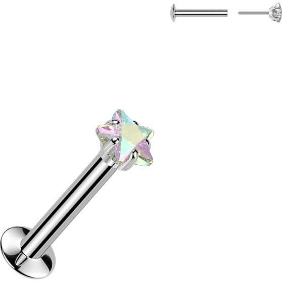 Labret Krappenfassung Stern Zirkonia Push-In - Image 5