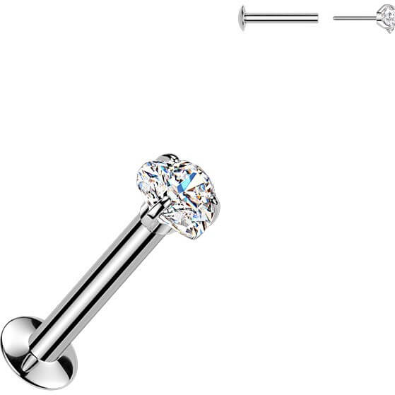 Labret Krappenfassung Herz Zirkonia Push-In - Image 4