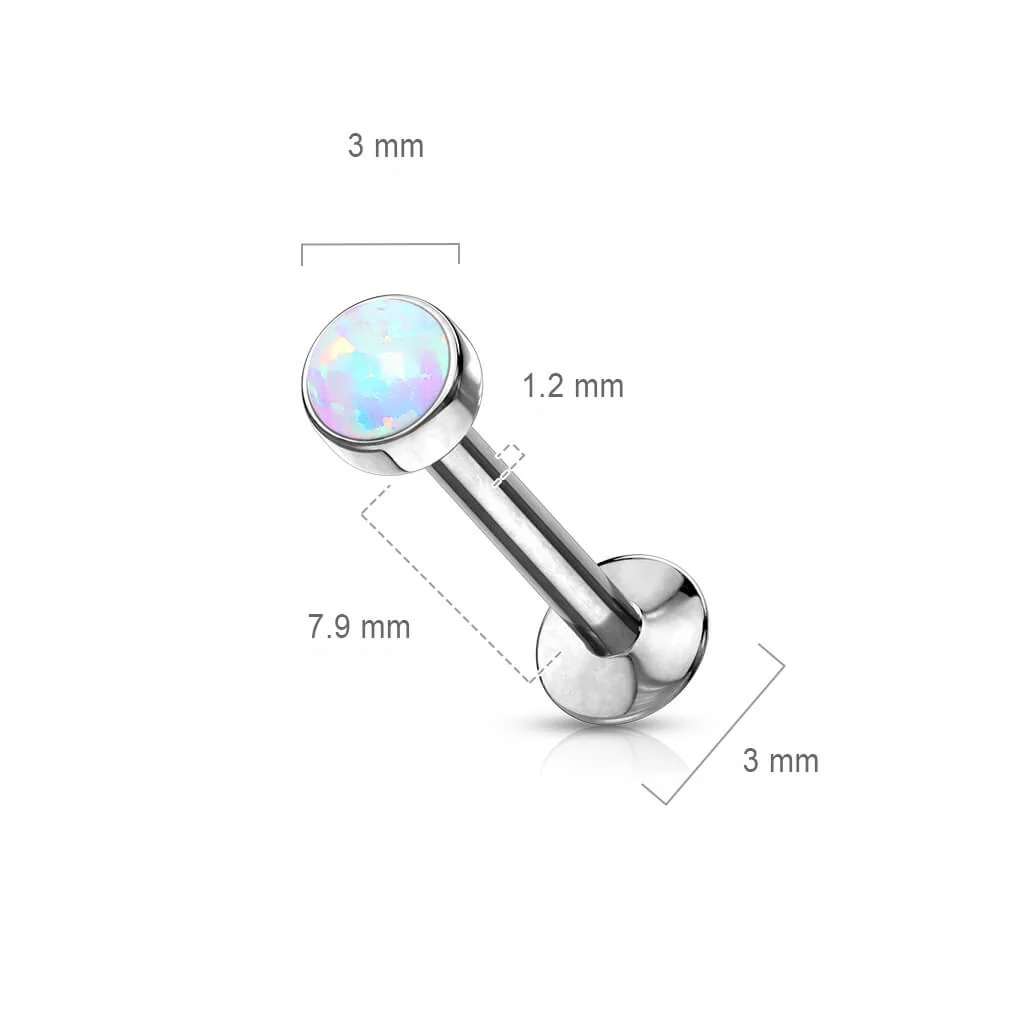 Labret Opal Rund Kesselfassung Silber Push-In - Image 3