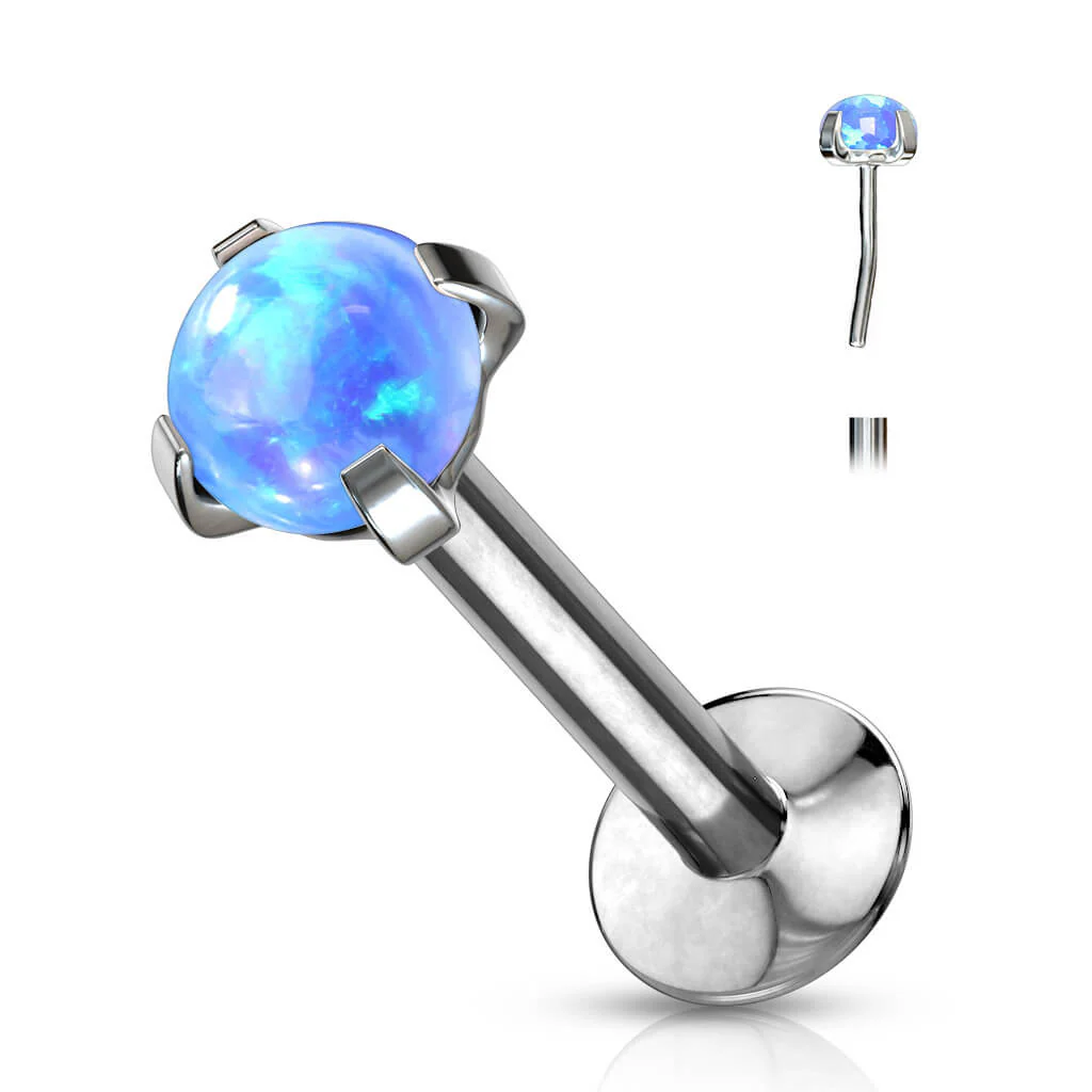 Labret Opal Rund Krappenfassung Silber - Image 2