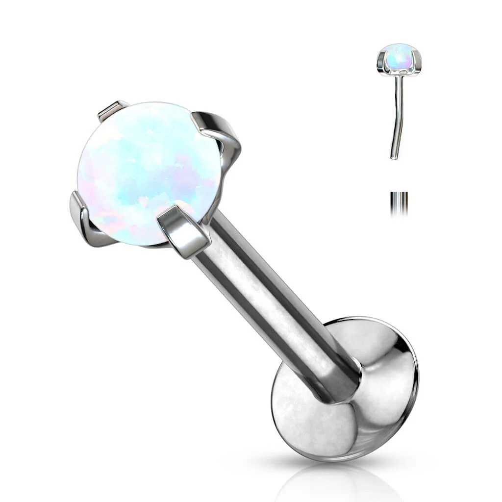 Labret Opal Rund Krappenfassung Silber - Image 3