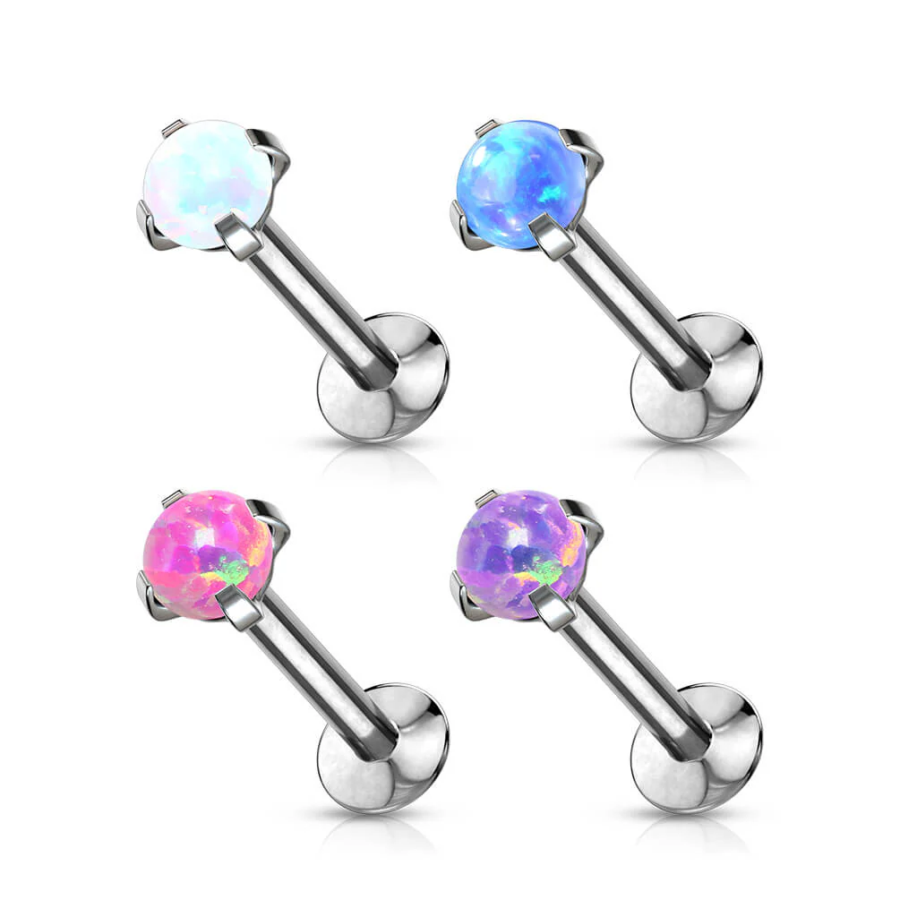 Labret Opal Rund Krappenfassung Silber - Image 4