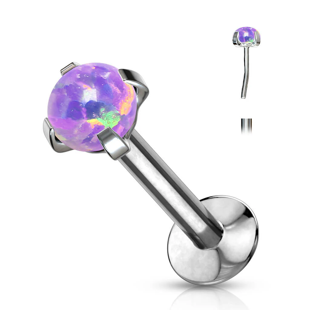 Labret Opal Rund Krappenfassung Silber - Image 7