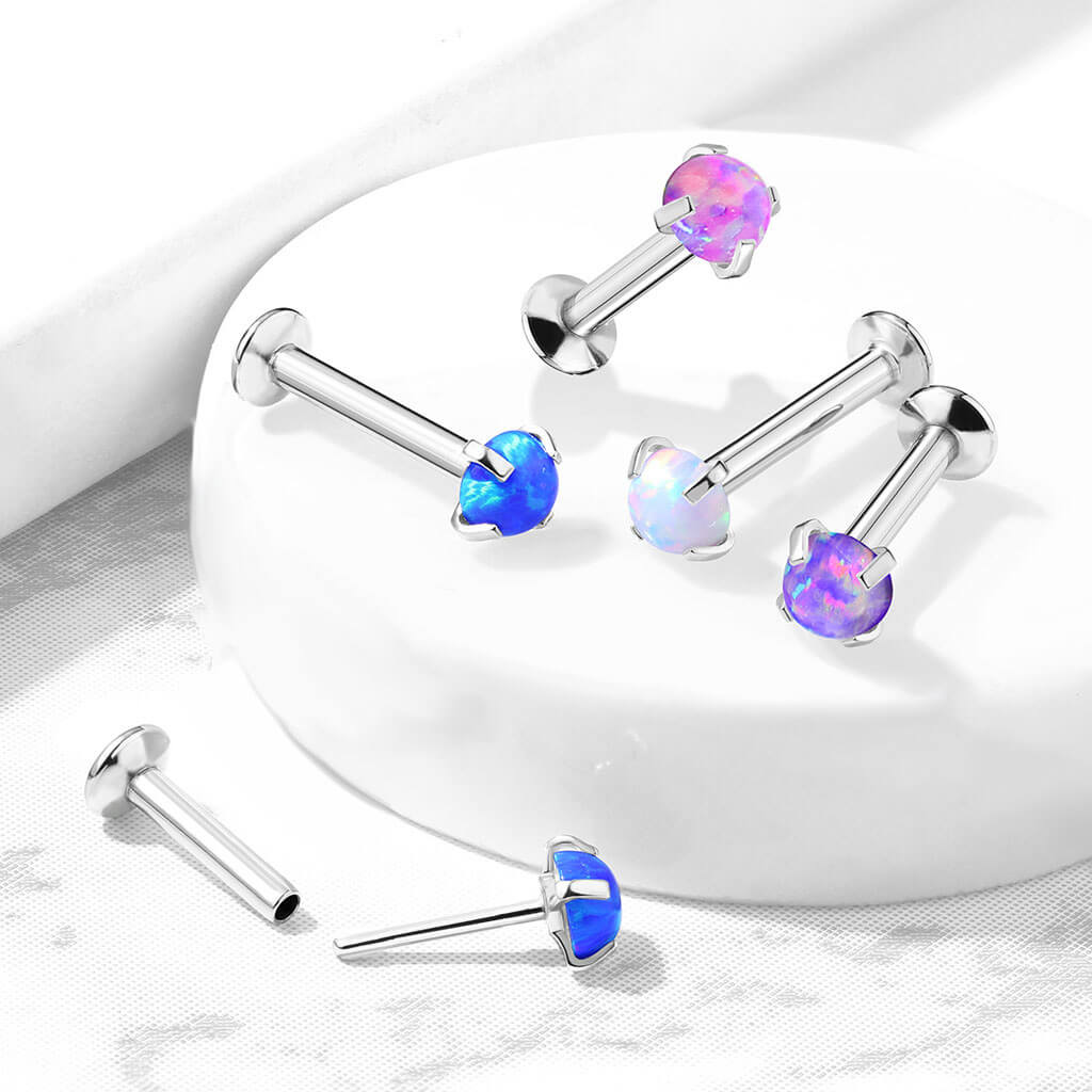 Labret Opal Rund Krappenfassung Silber - Image 8