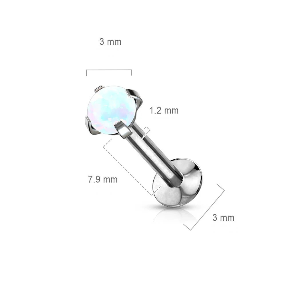 Labret Opal Rund Krappenfassung Silber - Image 9
