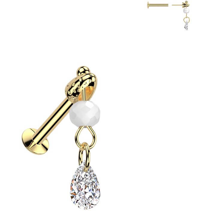 Glas Labret Träne Zirkonia Glaskugel Anhänger Push-In - Image 2