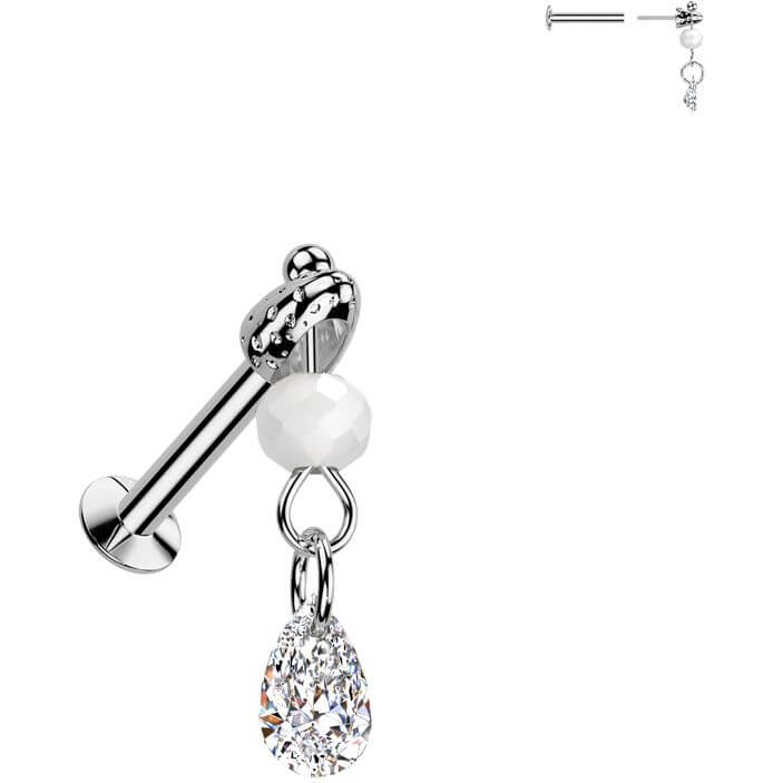 Glas Labret Träne Zirkonia Glaskugel Anhänger Push-In - Image 3