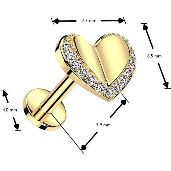 Labret Herz Rand Zirkonia Push-In - Image 5