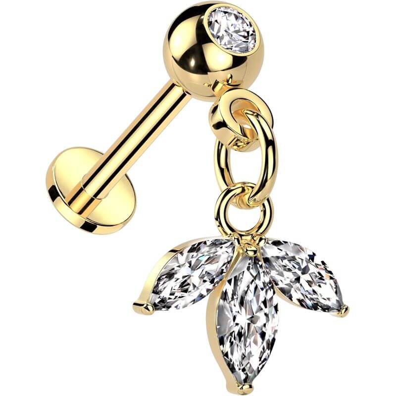 Labret Anhänger Blatt Marquise Schliff Zirkonia Push-In - Image 4