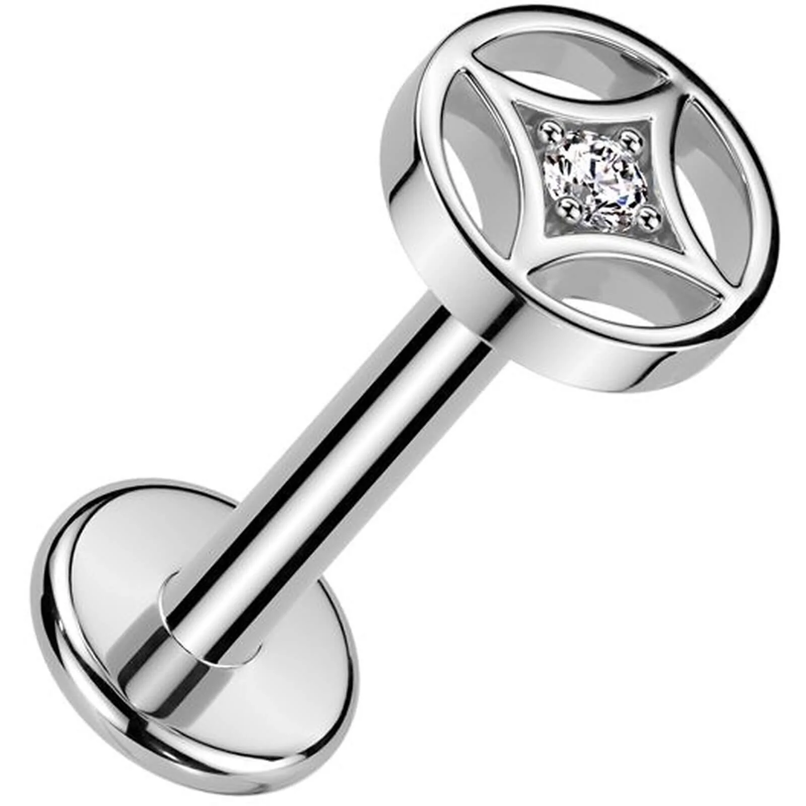 Labret Stern 4 Zacken Zirkonia Push-In