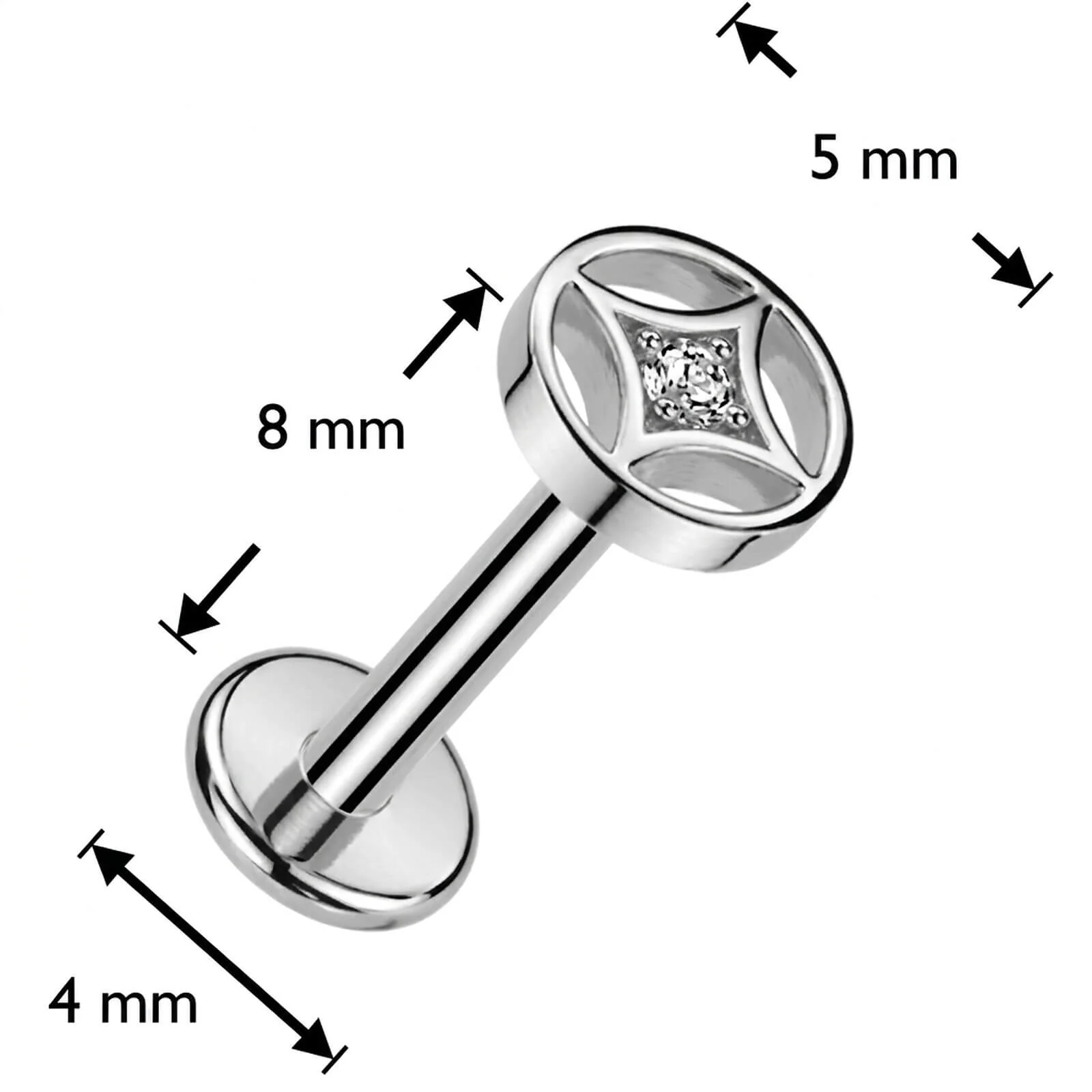 Labret Stern 4 Zacken Zirkonia Push-In - Image 4
