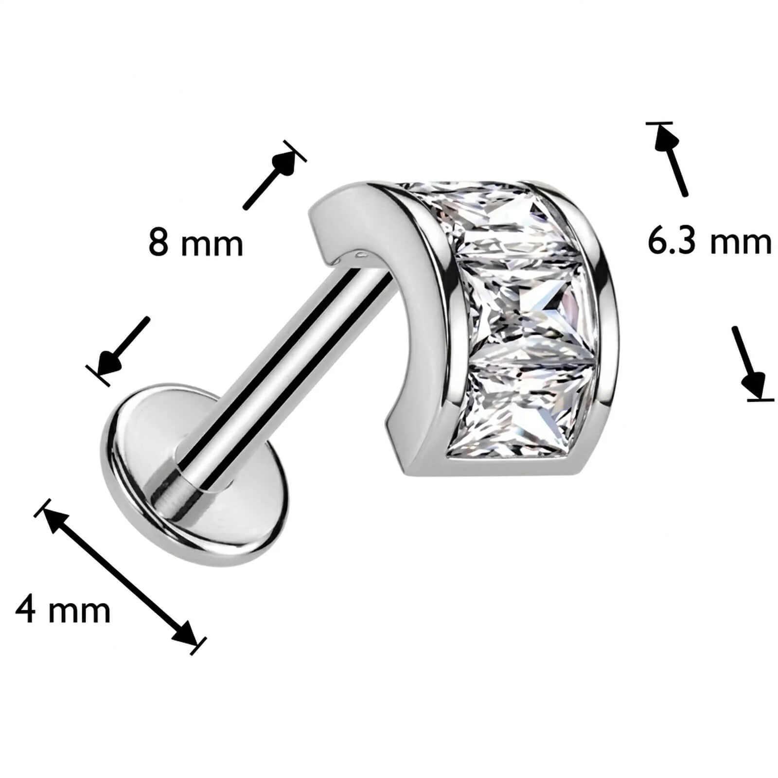 Labret Hufeisen Zirkonia Push-In - Image 4