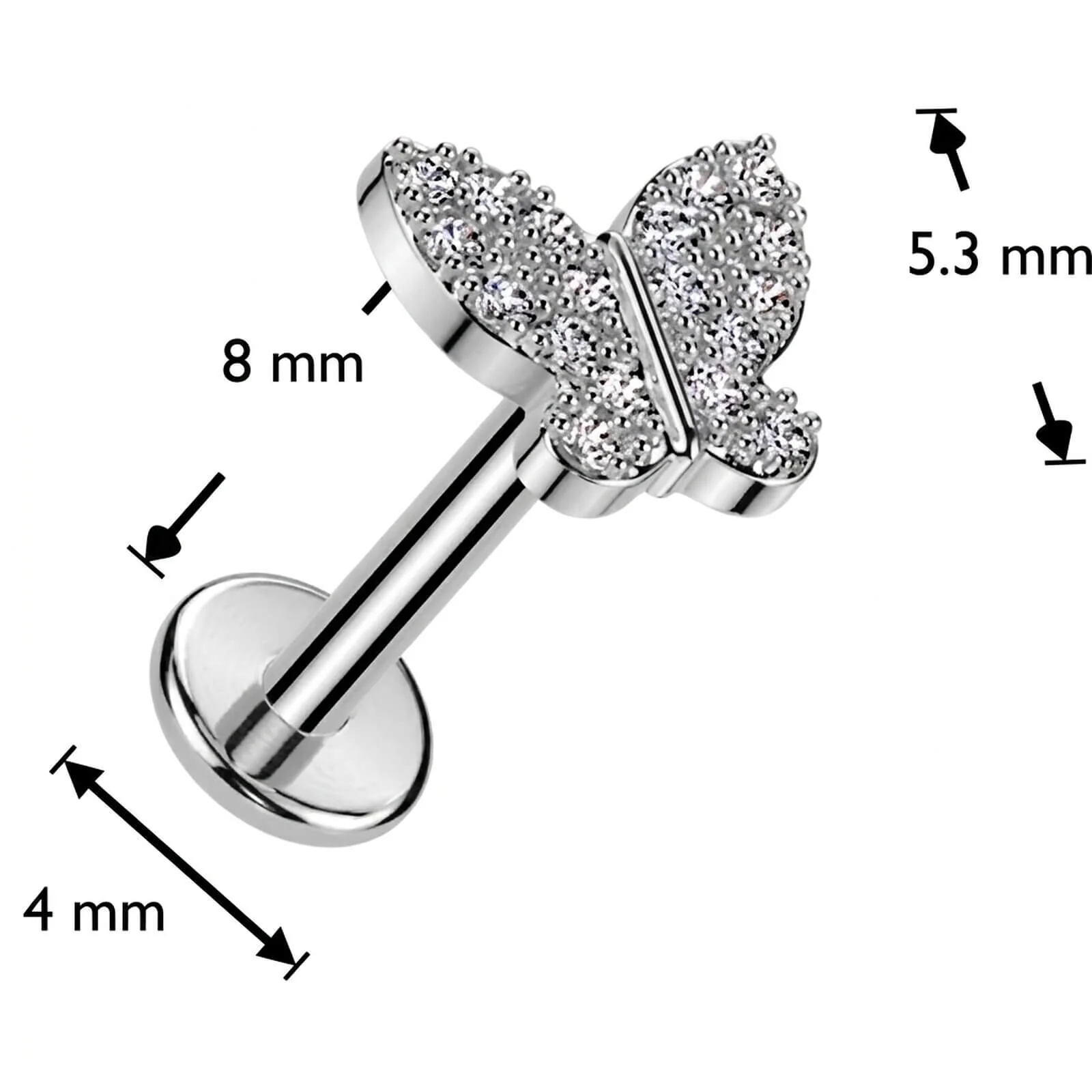Labret Schmetterling Zirkonia Push-In - Image 4