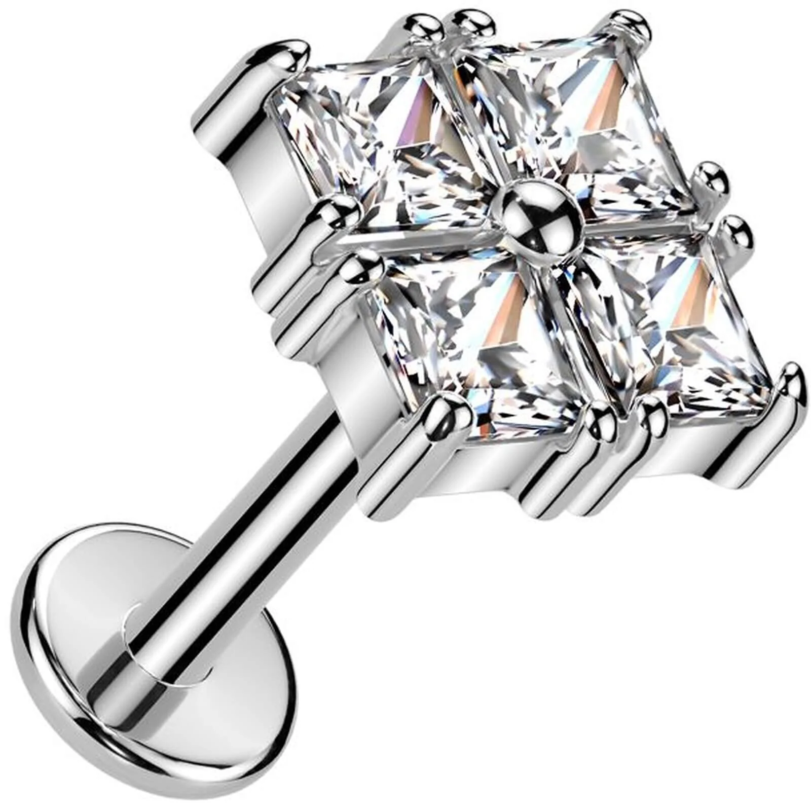 Labret Viereck 4 Zirkonia Push-In