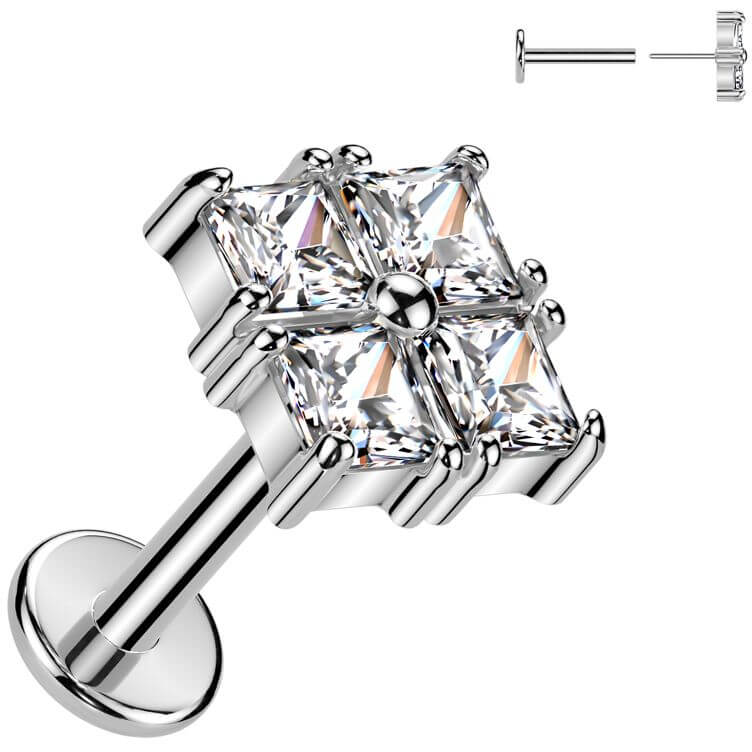 Labret Viereck 4 Zirkonia Push-In - Image 3