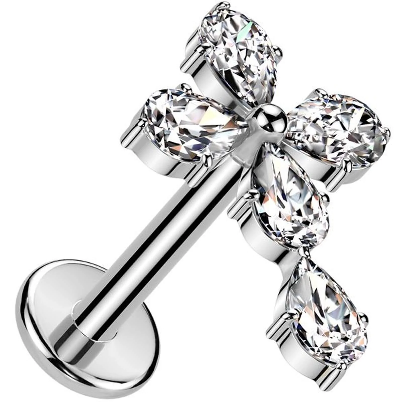 Labret Kreuz Zirkonia Push-In