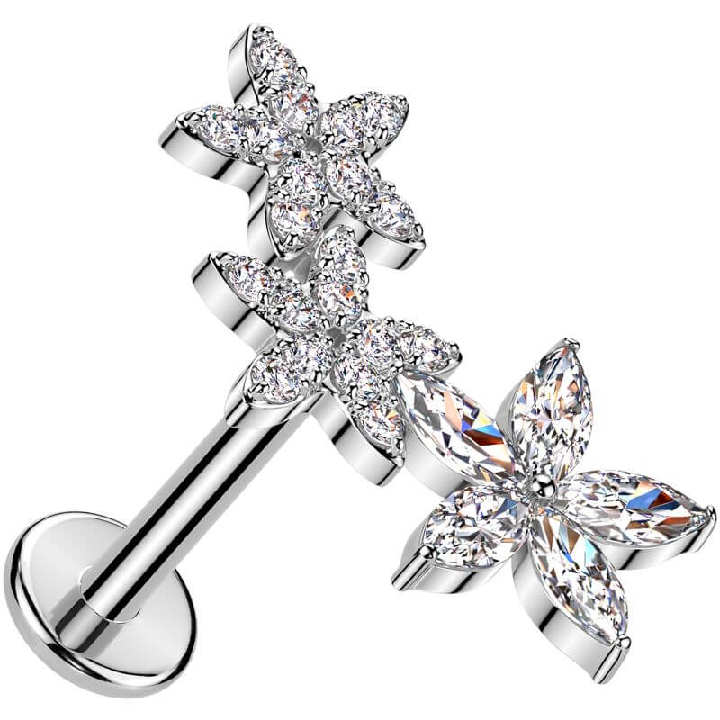 Labret Blumen Zirkonia Push-In