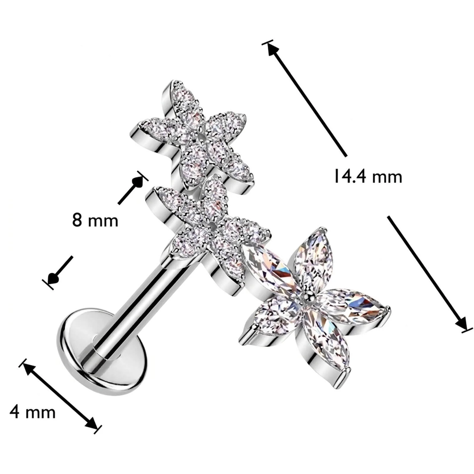Labret Blumen Zirkonia Push-In - Image 4