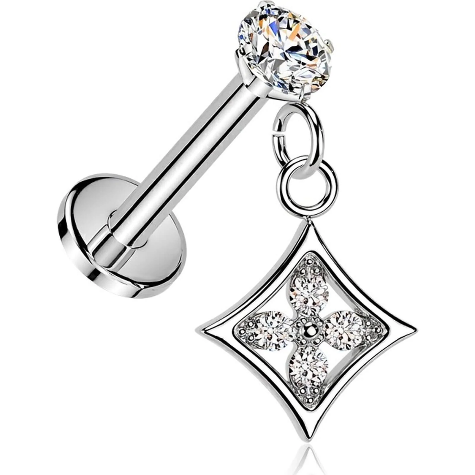 Labret Krappenfassung Zirkonia Cluster Push-In