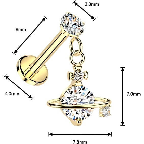 Labret Krappenfassung Zirkonia Saturn Anhänger Push-In - Image 4
