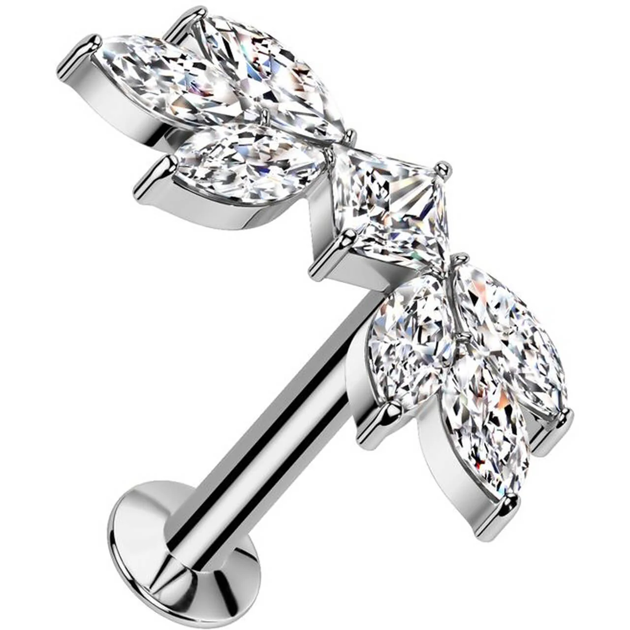 Labret fallende Blätter Zirkonia Marquise Schliff Push-In