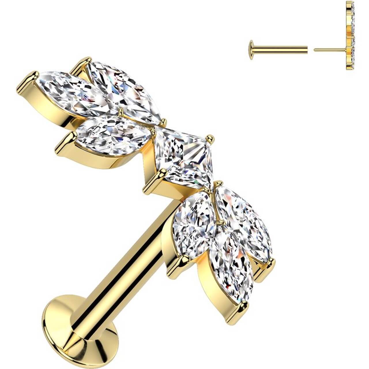 Labret fallende Blätter Zirkonia Marquise Schliff Push-In - Image 2