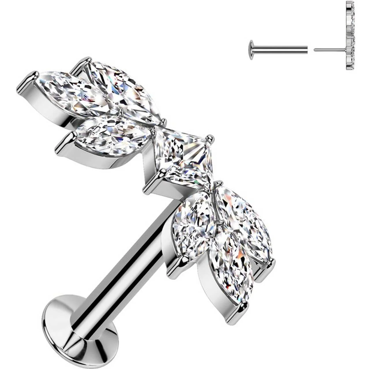 Labret fallende Blätter Zirkonia Marquise Schliff Push-In - Image 3