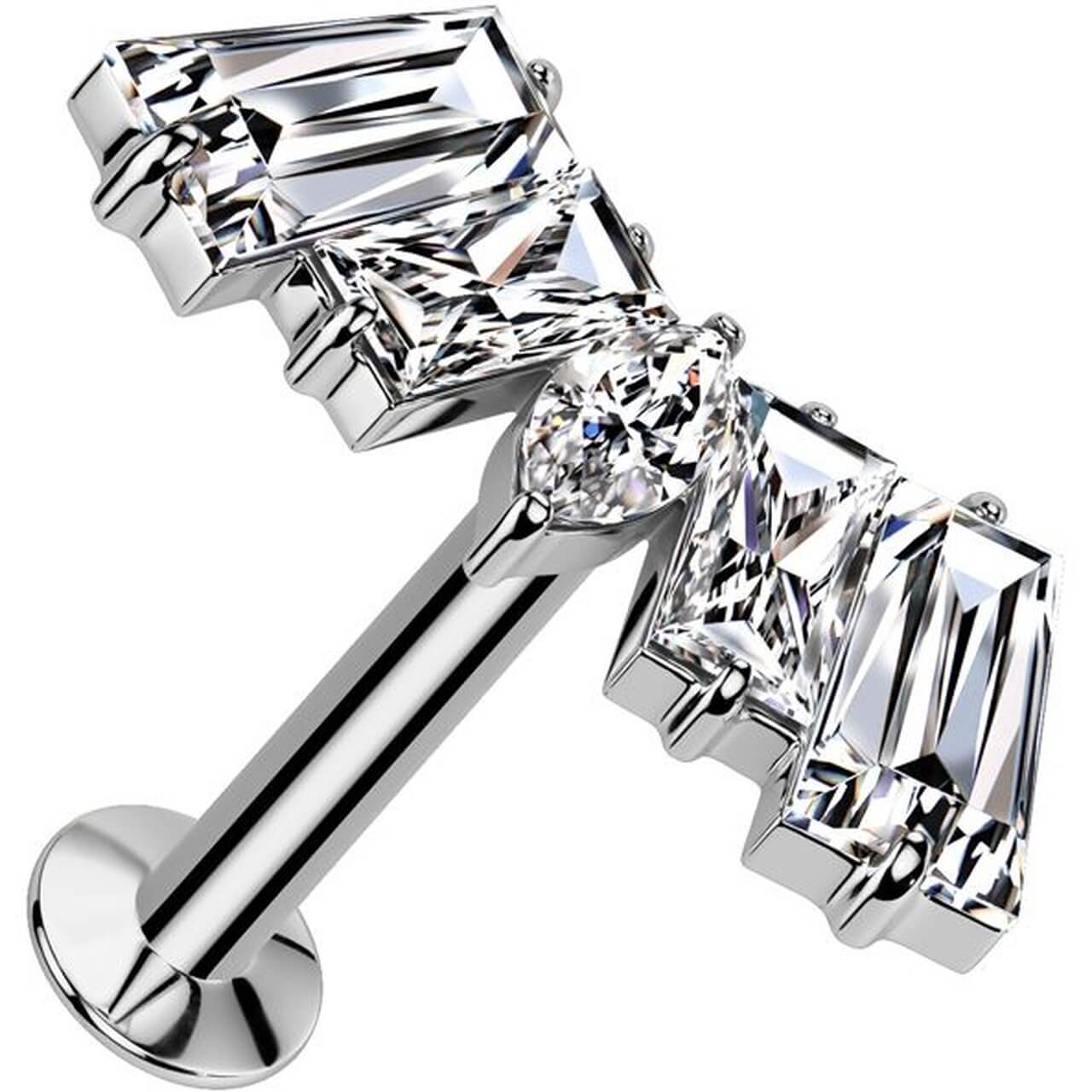 Labret Fächer Zirkonia Marquise Schliff Baguette Schliff Push-In