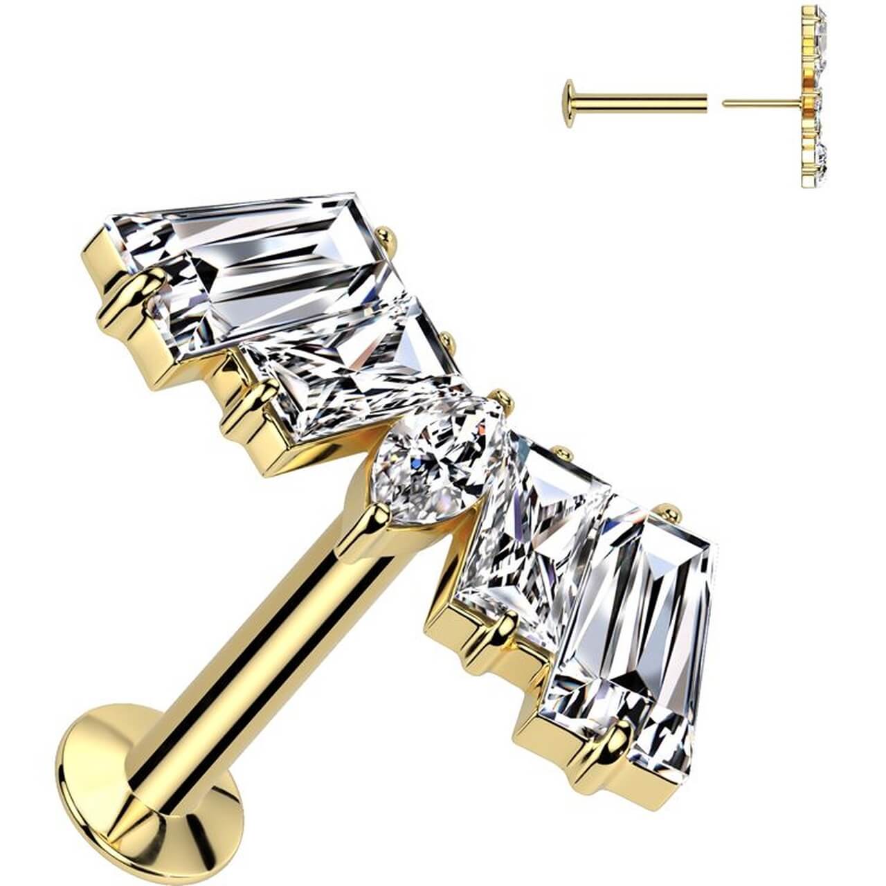 Labret Fächer Zirkonia Marquise Schliff Baguette Schliff Push-In - Image 2