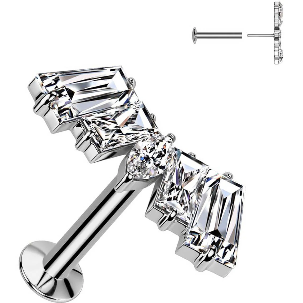 Labret Fächer Zirkonia Marquise Schliff Baguette Schliff Push-In - Image 3