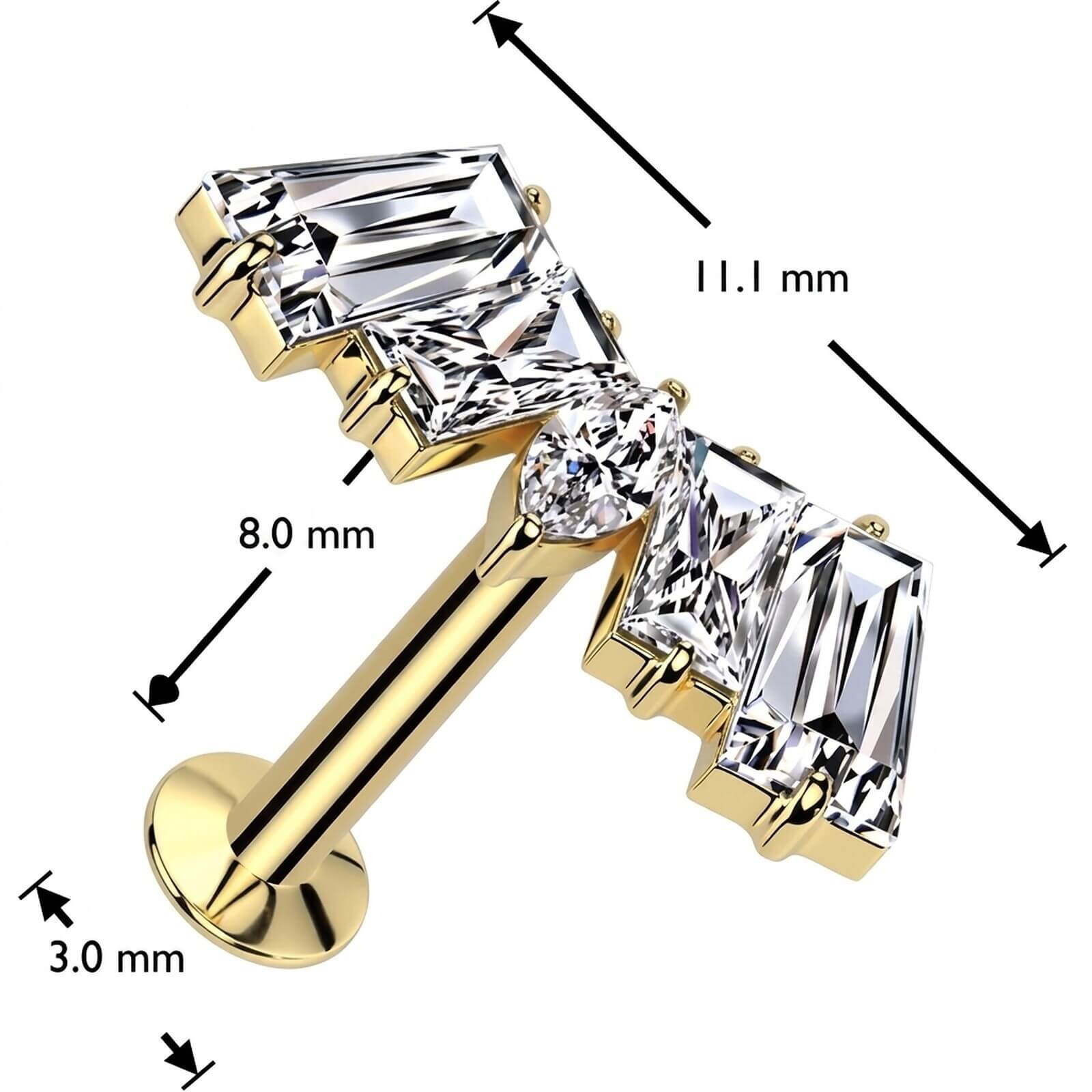 Labret Fächer Zirkonia Marquise Schliff Baguette Schliff Push-In - Image 4