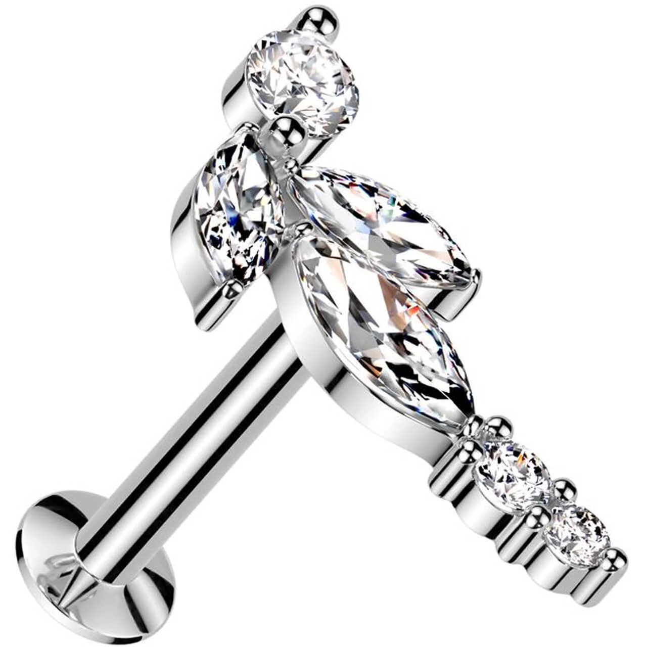 Labret Blätter Zirkonia Push-In