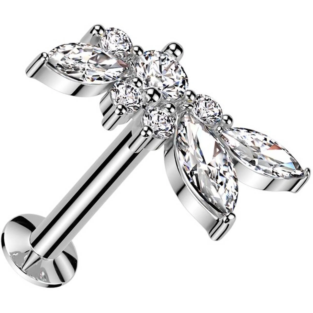 Labret abstrakte Blätter Zirkonia convexe Base Push-In