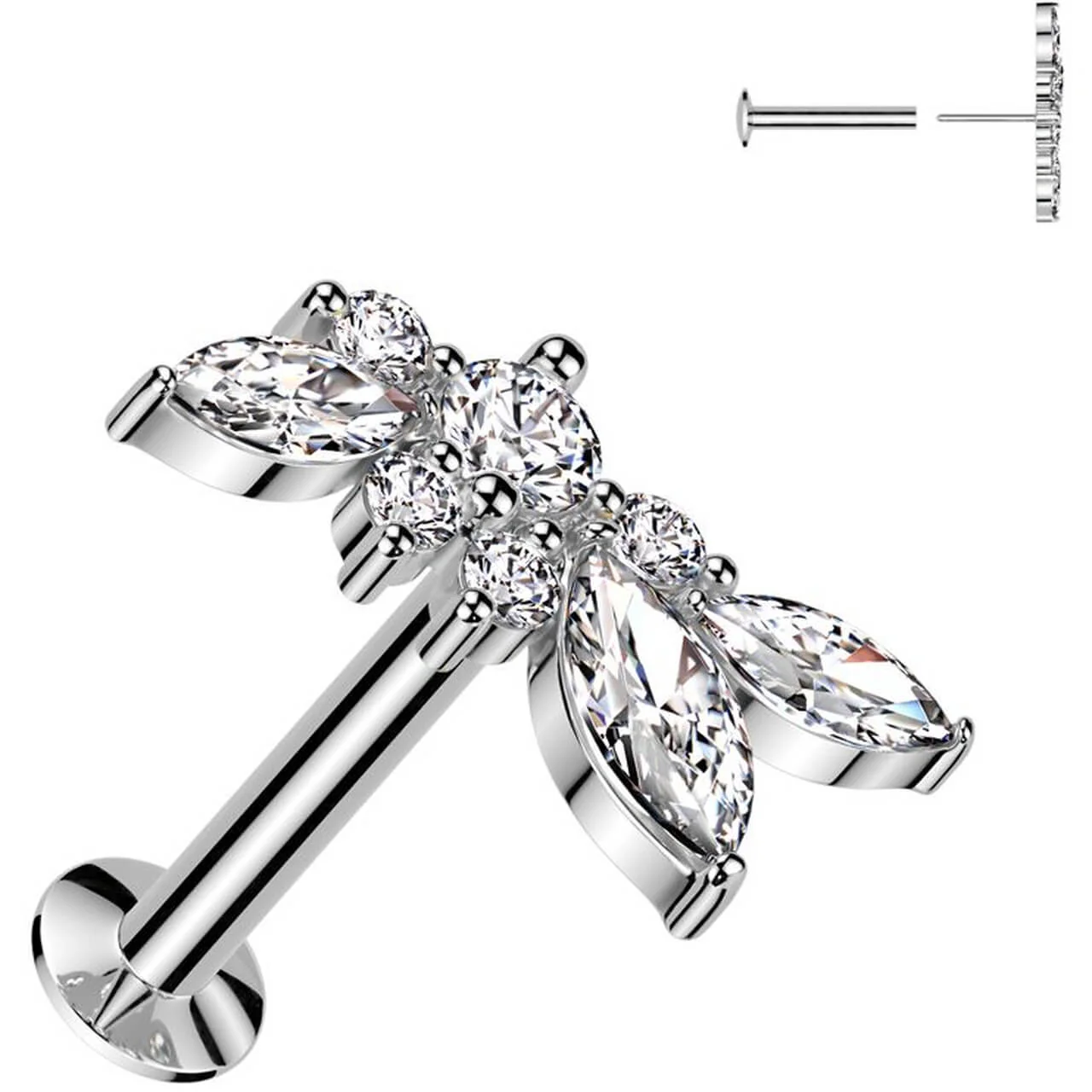 Labret abstrakte Blätter Zirkonia convexe Base Push-In - Image 3