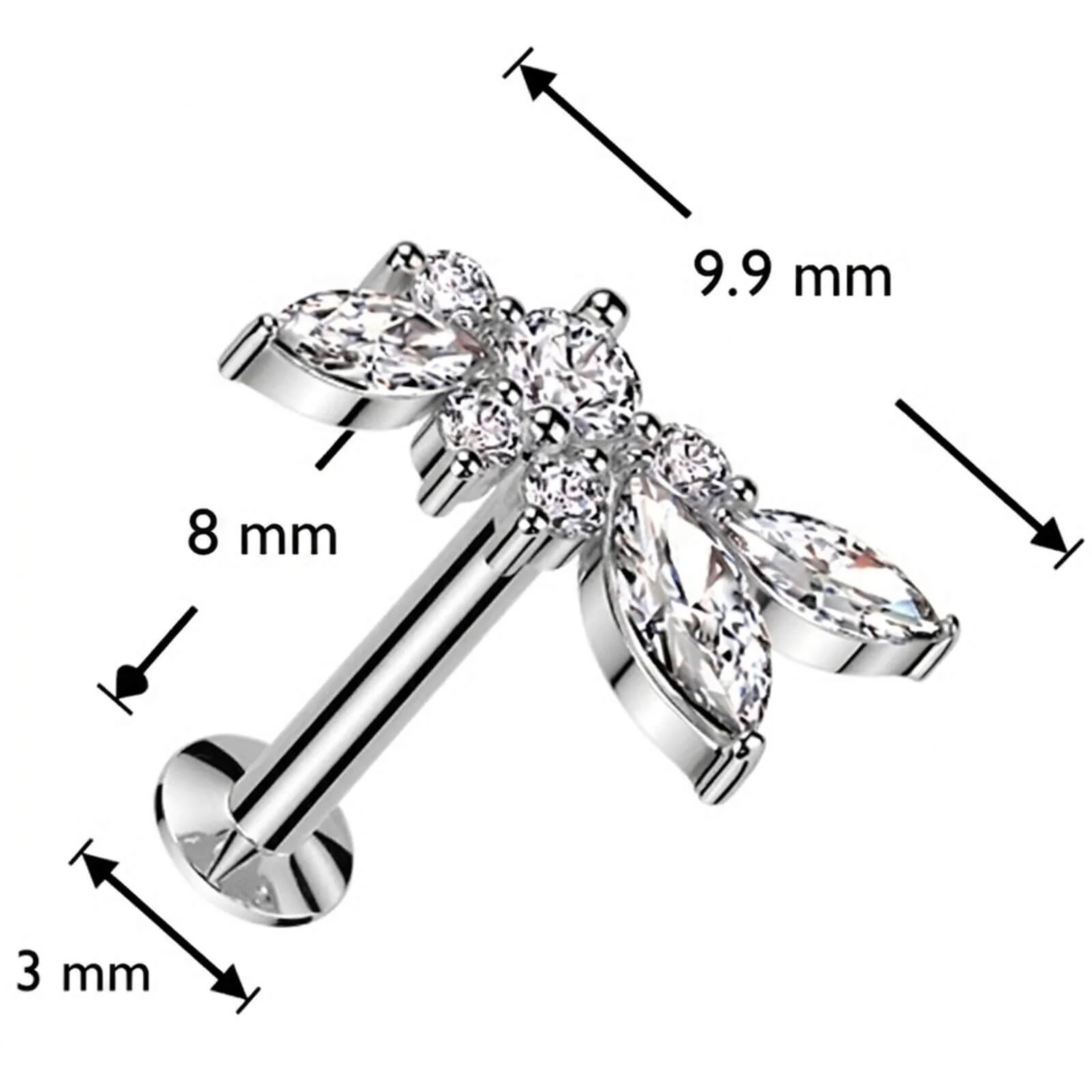 Labret abstrakte Blätter Zirkonia convexe Base Push-In - Image 4