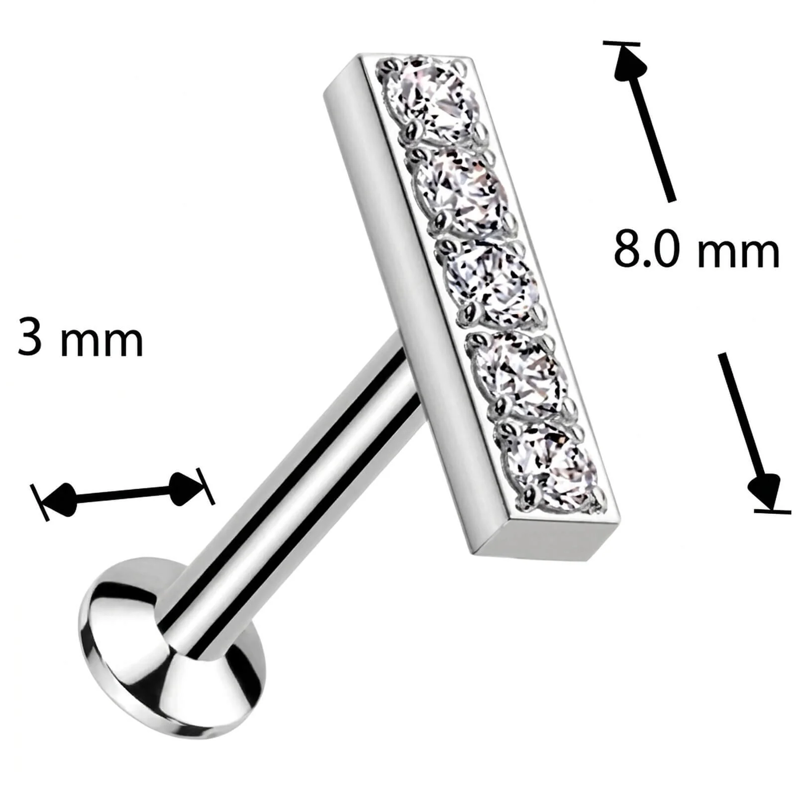 Labret Stange Zirkonia Push-In - Image 3